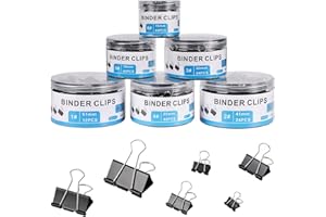 EFOK 208 PCS Binder Clips Paper Clamps Assorted Sizes, Metal Paper Binder Clip, Black Binding Paperwork Clamp Bulk, School Teachers Office Supplies