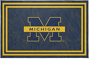 Campus Lab University of Michigan Ripples Anti-Slip Indoor Doormat, 20” x 31.5” Primary Mark, Floor Mat for Inside Entry Way/Back Door Garage Mudroom Home and Office, Low Profile