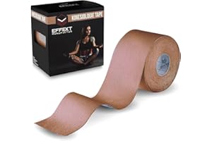 EFFEKT MANUFAKTUR Effekt Kinesiology Tape Waterproof 16 ft x 2 in, 2 Rolls - Elastic Physio Tape for Muscle Support and Injury Recovery, Kinetic Tape, Durable Kinesthetic Tape Beige
