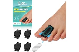 JNATER Hammer Toe Corrector for Women & Men - 4 Pcs Adjustable Hammer Toe Straightener, Toe Splints Wraps with Aluminum Plate Support for Crooked, Curled, Broken Toes (Black)