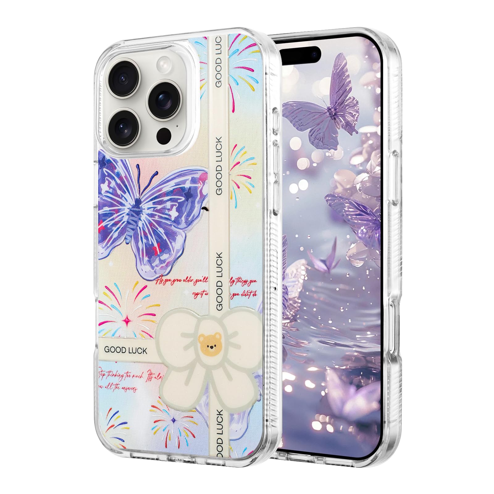 TikoVast Designed for iPhone 16 Pro Max Case with 3D Butterfly Floral Pattern, [Real Touch Feeling] Ultra Slim Fit Phone Cover for Women Girls 6.9” (Lucky Butterfly)