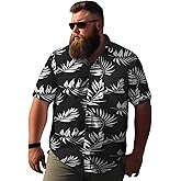 Weecreeture Big and Tall Men's Hawaiian Shirt - Short Sleeve, Tropical Floral Button Down Casual Summer Beach Shirt