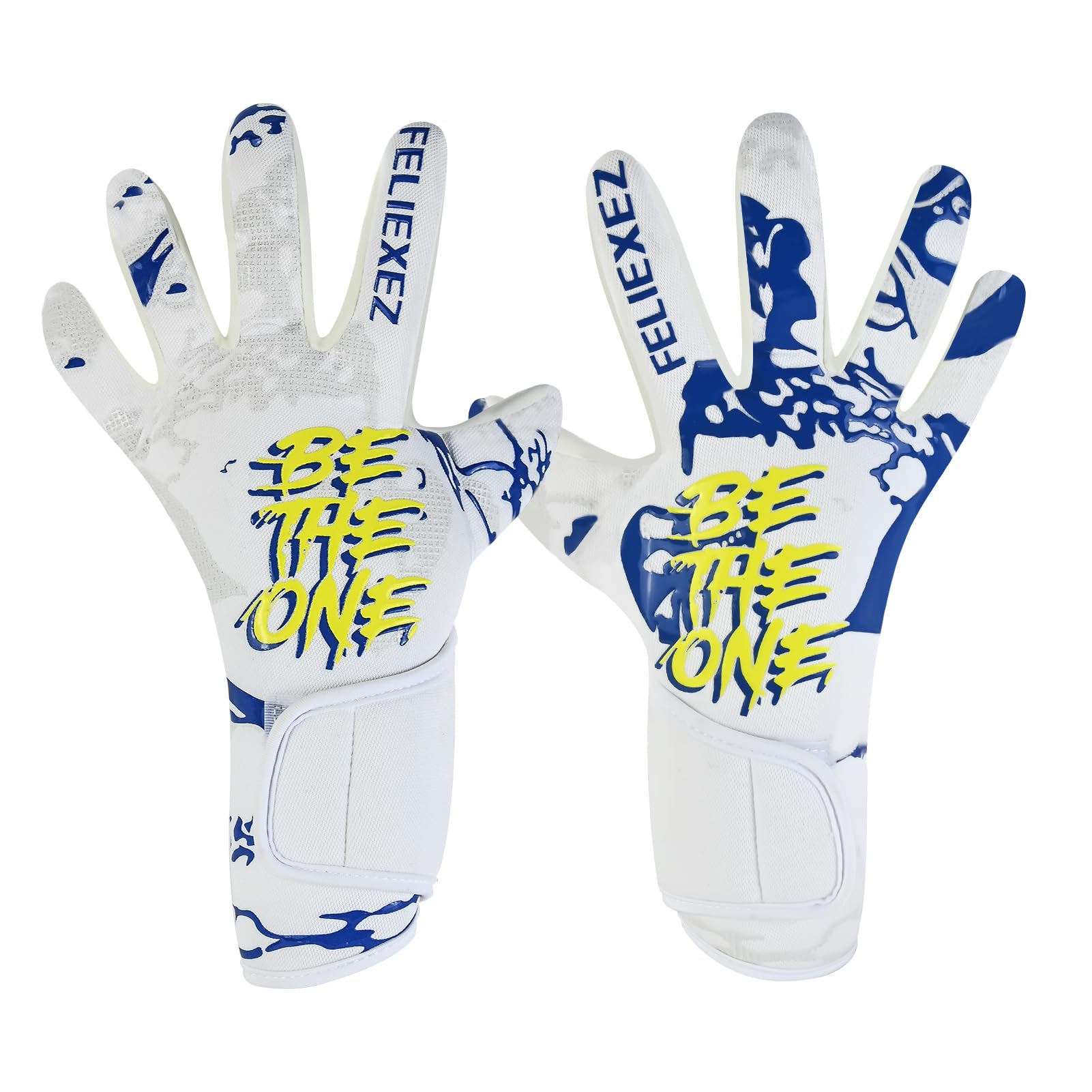 QUICARD Goalkeeper Gloves, Good Grip Football Goalkeeper Gloves in Sizes 6/7/8/9/10, Strong Receiver for Men, Boys, Teenagers, Adults, Children and Small Hands (C-White, 8)