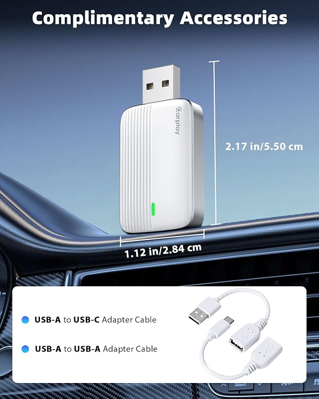 Adaptador CarPlay Inalámbrico para iPhone Convierte Cable A Wireless,BlancP