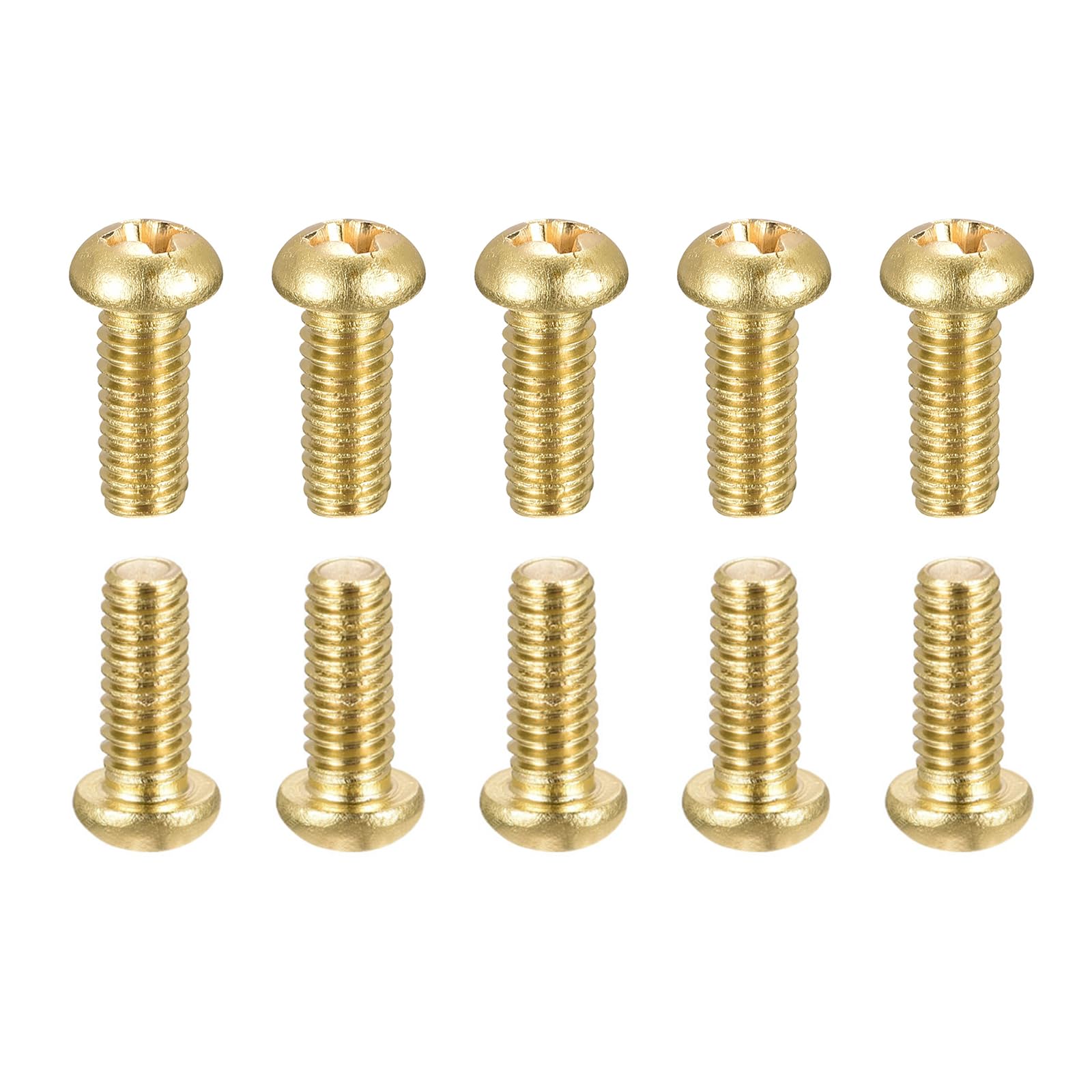 DTGN M4x10mm(DxL) Brass Phillips Machine Screws - 36Pack - Good for Machinery Industry - Pan Head Fastening Screw - Brass Tone
