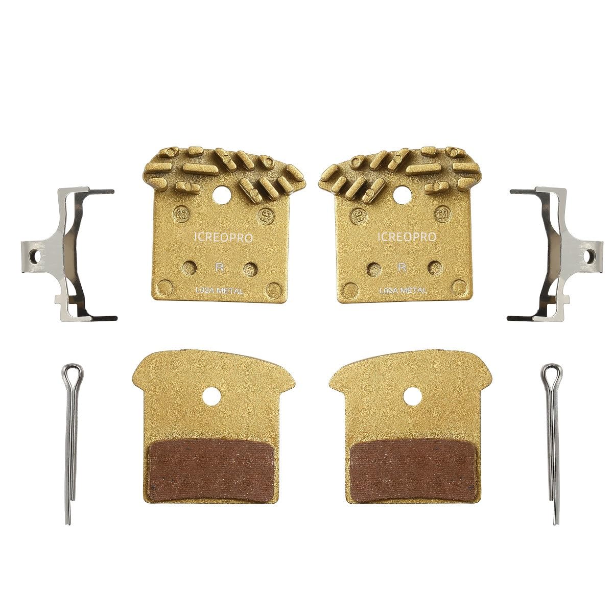 Disc Brake Pads with Cooling Fin, 2Pair Bicycle Brake Pads for Shimano XTR/DEORE XT/SLX/DEORE/ALFINE (Metal)