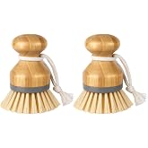 MR.SIGA Bamboo Palm Brush, Dish Scrub Brush, Bamboo Dish Brush, Pack of 2 | Scrub brush for dishes, pans, pots, kitchen sink cleaning, palm scrubber, palm scrub brush, dish scrubber