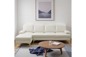 Trygoal L Shape Sectional Couch with Chaise, 99 Inch Modular Sofa with Armrest, Sectional Couches for Living Room, for Office and Small Apartment, Off-White