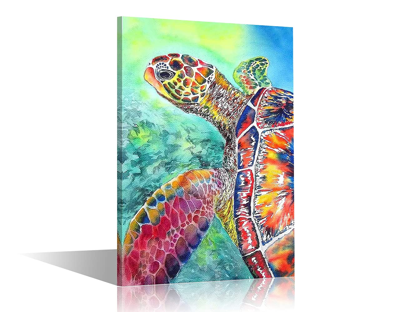 TISHIRON Sea Turtle Picture Painting Wall Art Canvas Prints Modern Wall Artwork Framed for Bathroom Home Office Decor 12x8in