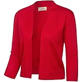 GRACE KARIN Women's 3/4 Sleeve Knit Cropped Cardigan Sweaters Open Front Bolero Shrugs Sweater Tops S-3XL