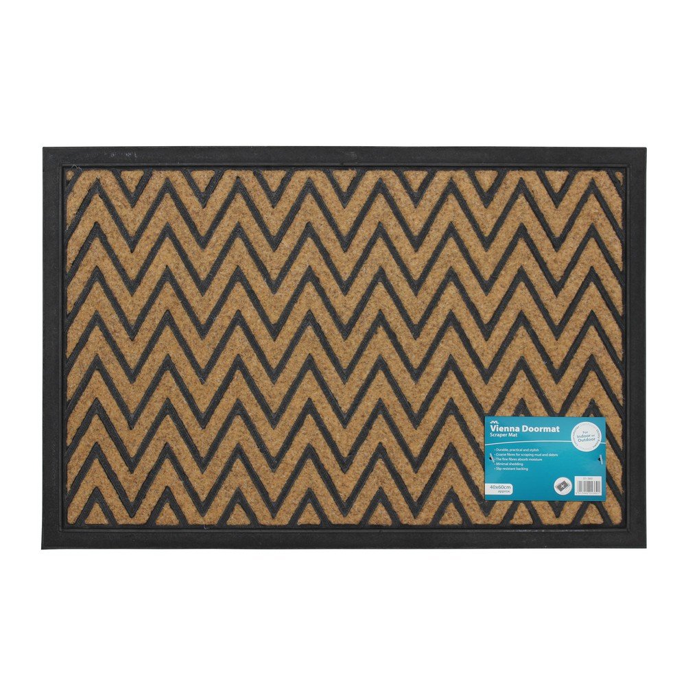 JVL 01-360ZI Vienna Heavy Duty Rubber Backed Scraper Entrance Door Mat-Zig Zag, 40 x 60 cm