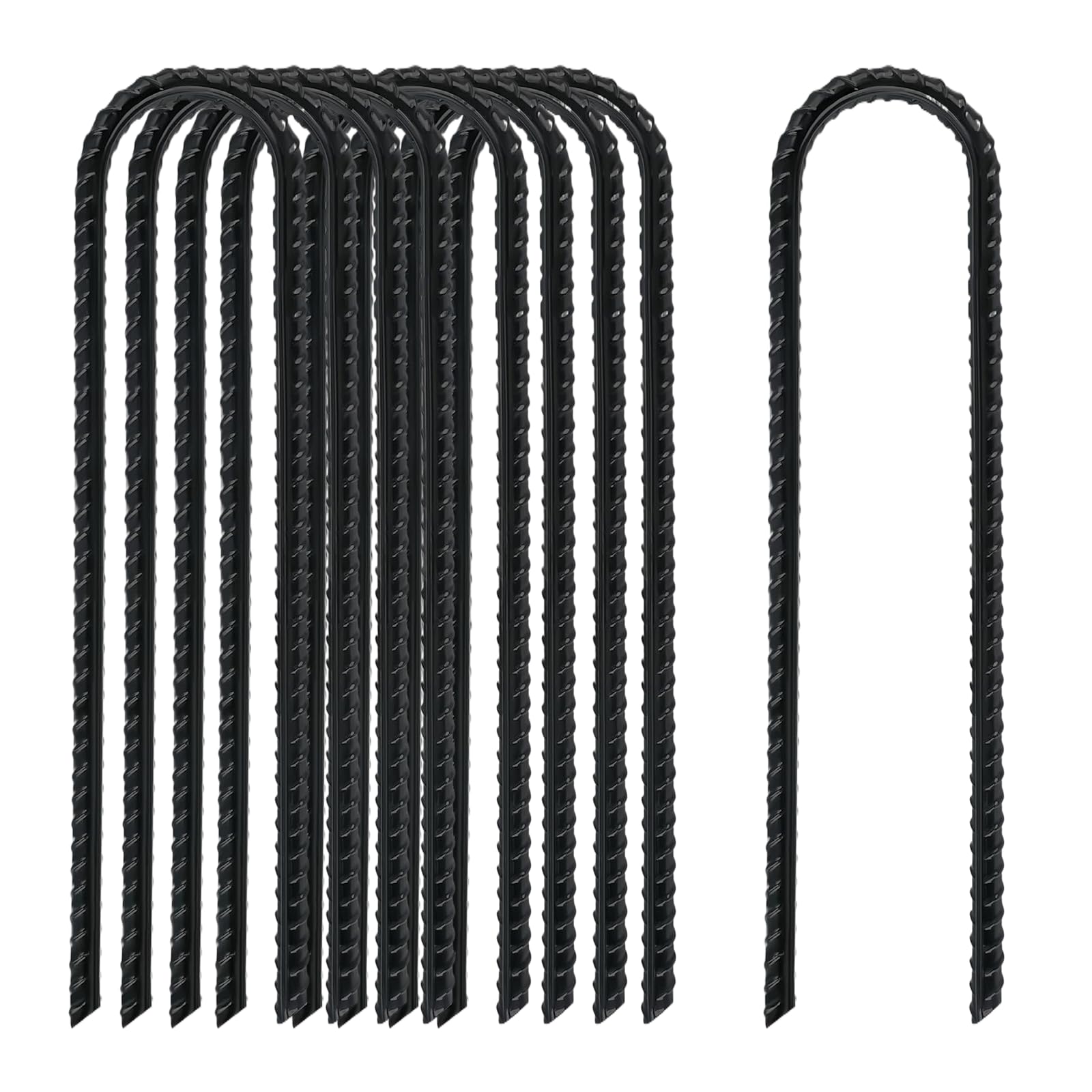 Photo 1 of 8 Inch Rebar Stakes Heavy Duty, 10 Pack Garden Stake U-Hook, Electrostatic Rust Proof Metal Stakes for Tent, Landscape,Outdoor Decorations, Fabric Ground Cover, Tube Fixing