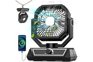 MERIIED Portable Fan Rechargeable, 20000mAh Battery Powered Fan with LED Lantern, Table Fan, Camping Essentials, USB C Battery Operated Camping Fan for Travel, Picnic, Barbecue, Fishing, Office, Home
