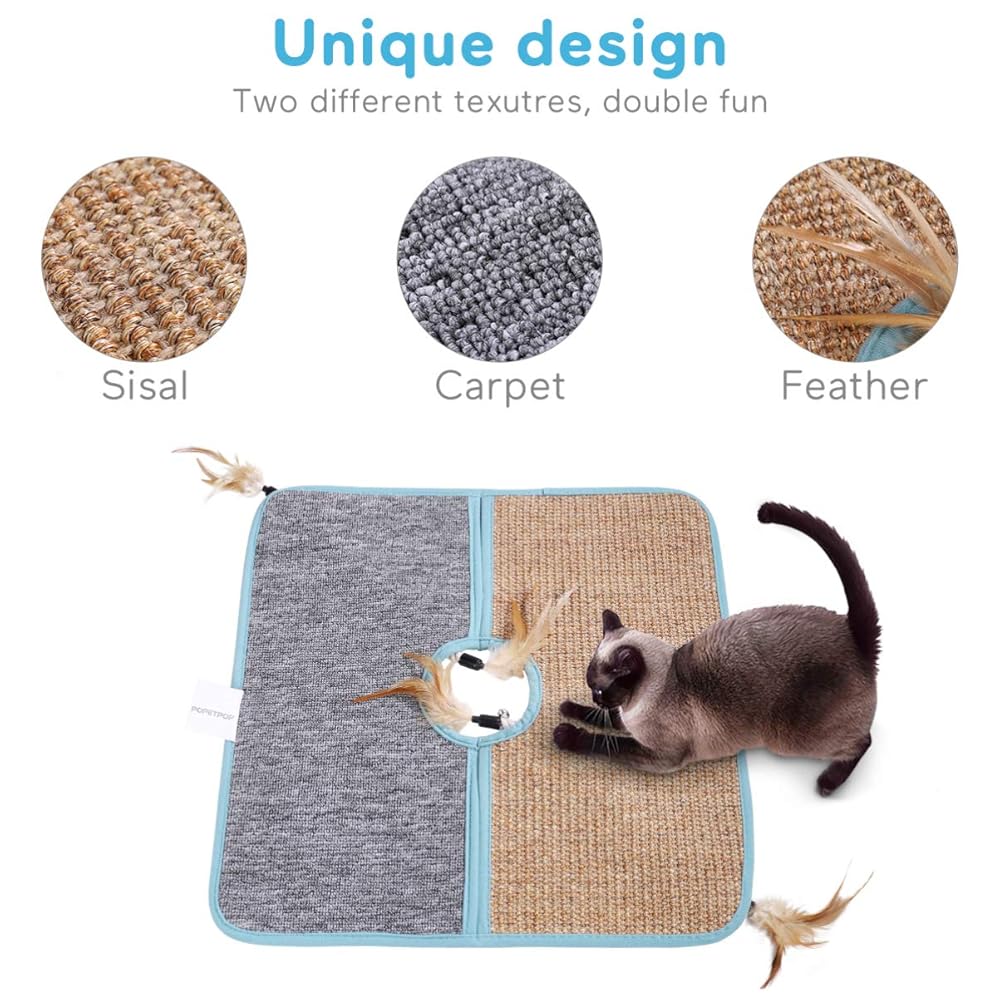 POPETPOP Cat Scratcher Mat Sisal Cat Scratching Carpet Pad for Cat