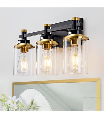 Vanity Light 3-Light Fixtures, Black Gold Bathroom Bathroom Light