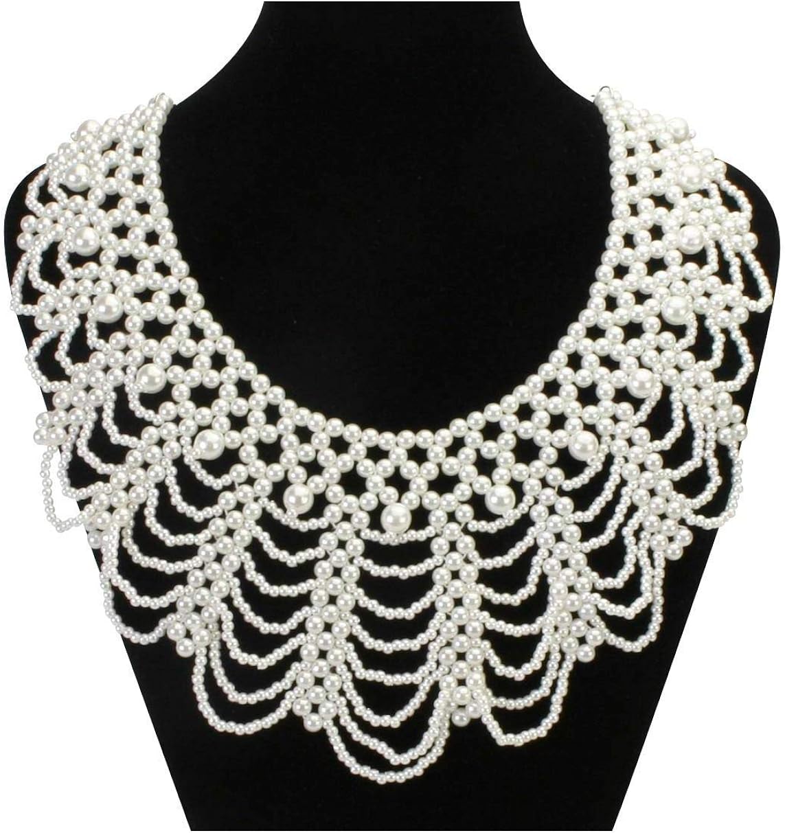Women's RBG Dissent Collar Detachable Pearl Beaded False Collar Choker Necklace Costume (White): Clothing