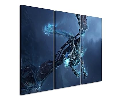 Kunstdruck World_of_Warcraft_Ice_Dragon_3x60x30cm (Gesamt 100x60cm) _Ausführung qualitativ hochwertiges Keilrahmenbild auf ec