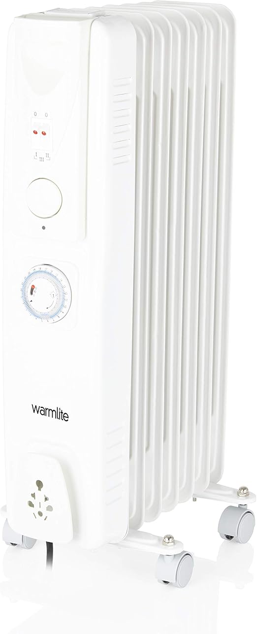 Warmlite WL43003YTW Oil Filled Radiator with Timer, 3 Heat Settings, 24