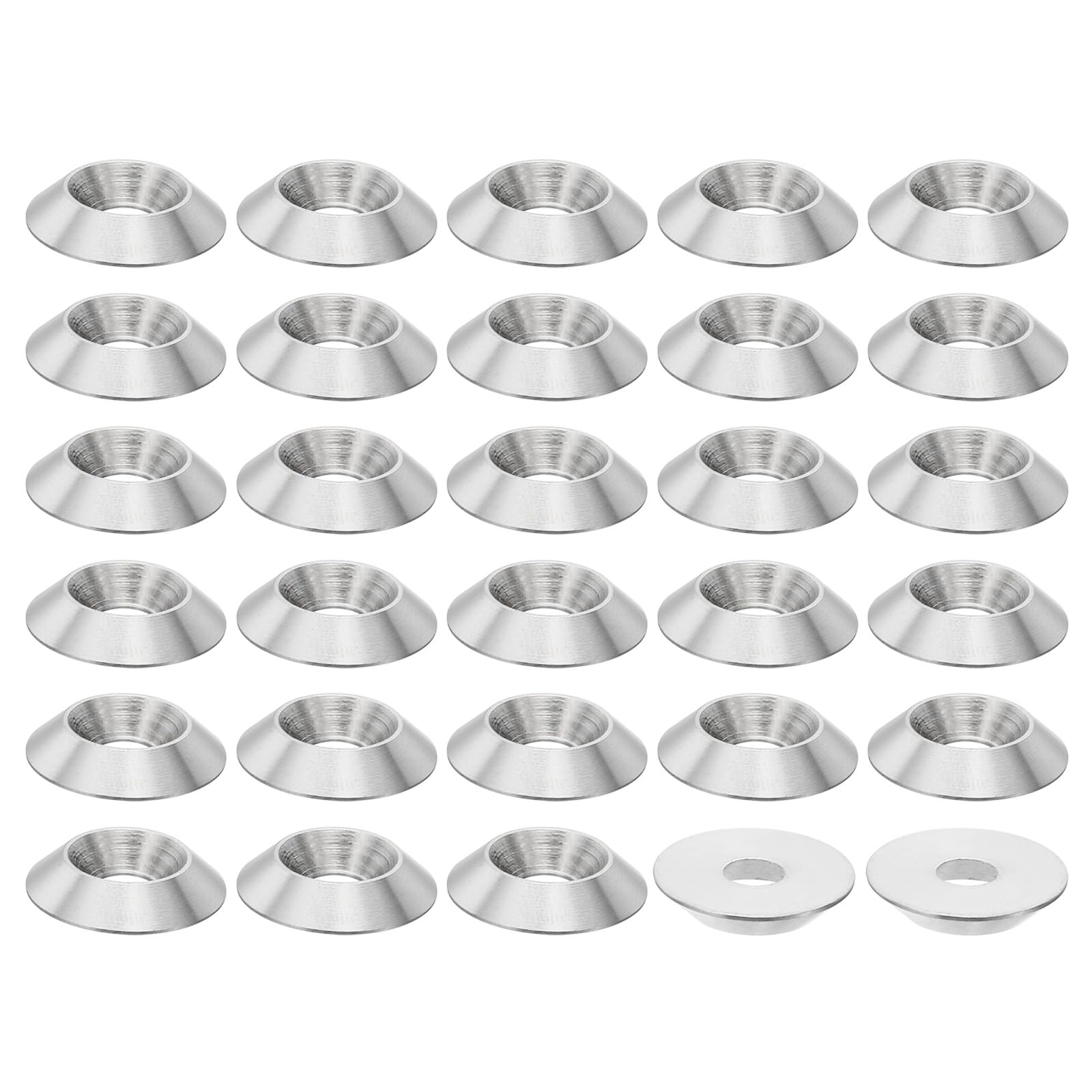 PATIKIL M5 Finish Countersunk Washer, 50pcs 18mm Dia. 3.5mm Tall Solid 304 Stainless Steel CNC Cup Washer Flat Screw Head Gasket for Constructions, Taper