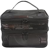 YunZh Mesh Makeup Bag,Cosmetic Bag,Small Travel Kit Storage Pouch Clear Portable Toiletry Bags Set for Women Girl