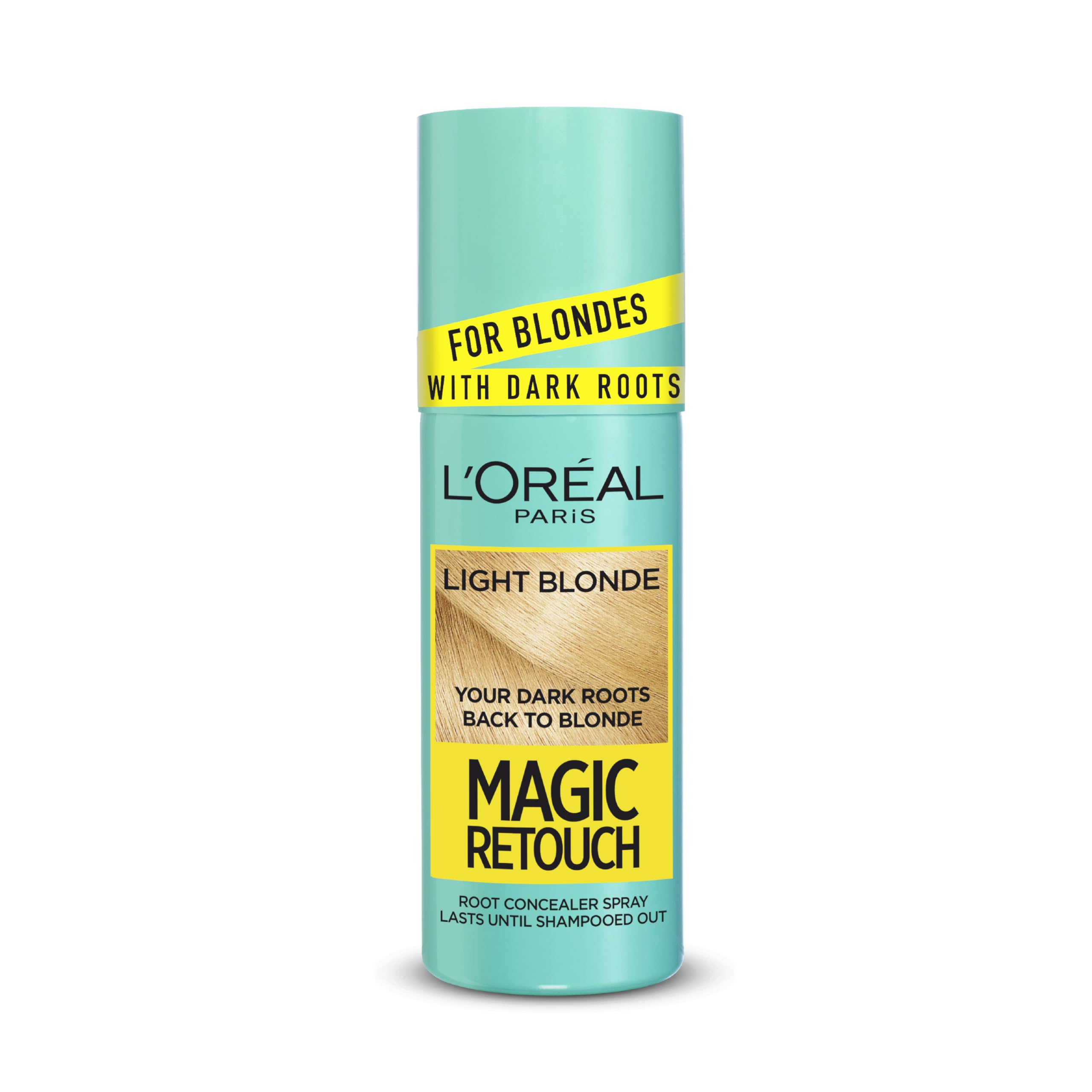 L'Oréal Paris Magic Retouch Instant Root Concealer Spray: Ideal for Touching Up Grey Regrowth, All Textures, 3s, Flawless Coverage, 75ml - Light Blonde