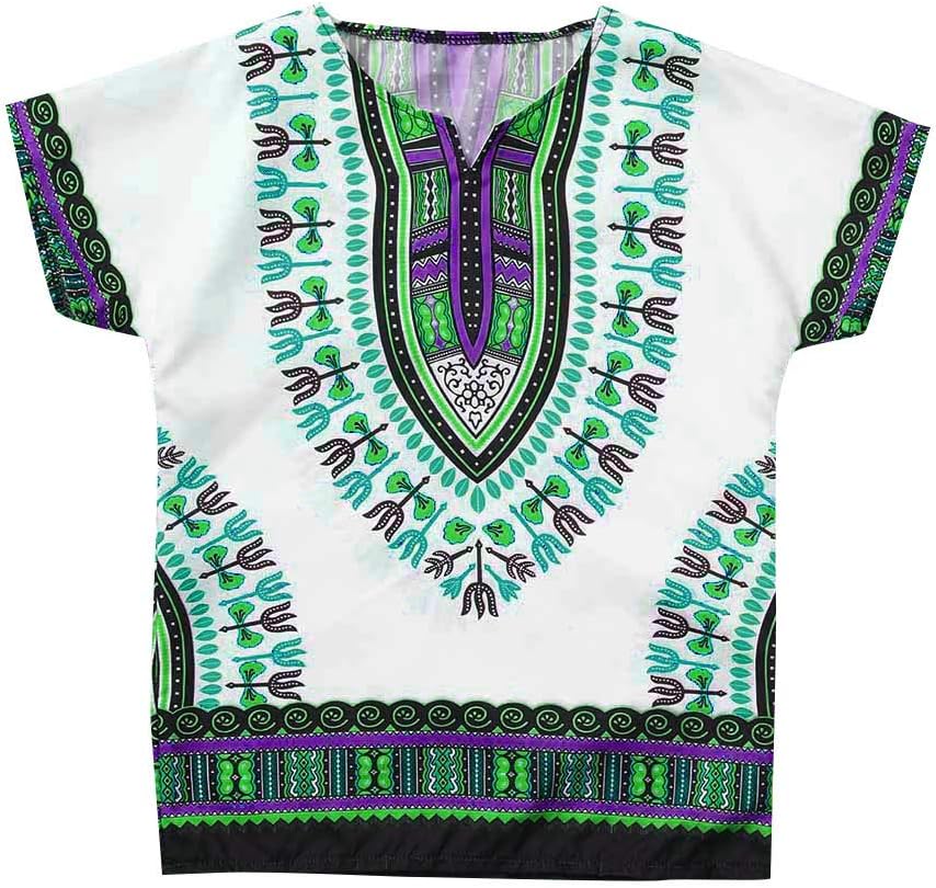 Boy Girl Kids Baby Fashion Leisure Unisex Bright African Colour Child Dashiki T Shirt Tee Tops Summer 2-7Yeaars