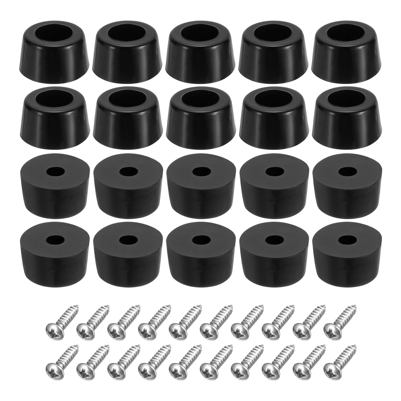 uxcell 100Pcs Rubber Bumper Feet, 7mm H x 12mm W Round Pads with Stainless Steel Washer and Screws for Furniture, Appliances, Electronics