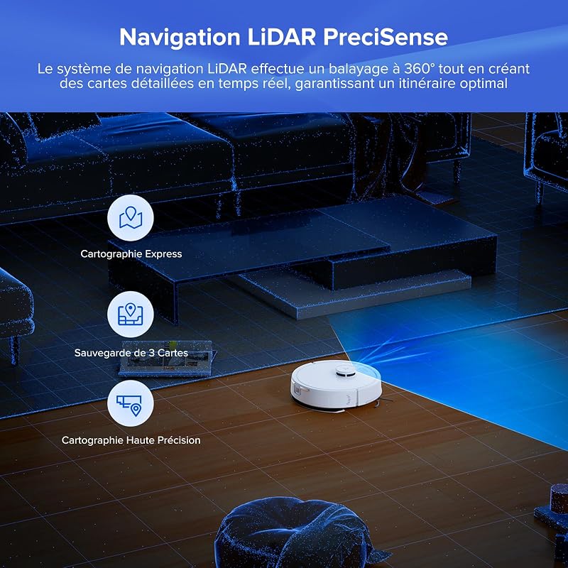 Q7 L5+ Set Aspirateur Robot Laveur avec Station, 8000 Pa