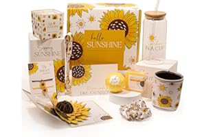THE LOVE CRATE CO. The Love Crate Co 10Pc Sunflower Gift, Spa Set | for Women, Get Well Soon Basket, You Are My Sunshine Care Package