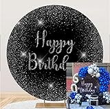 Leowefowa Luxurious Black Silver Birthday Round