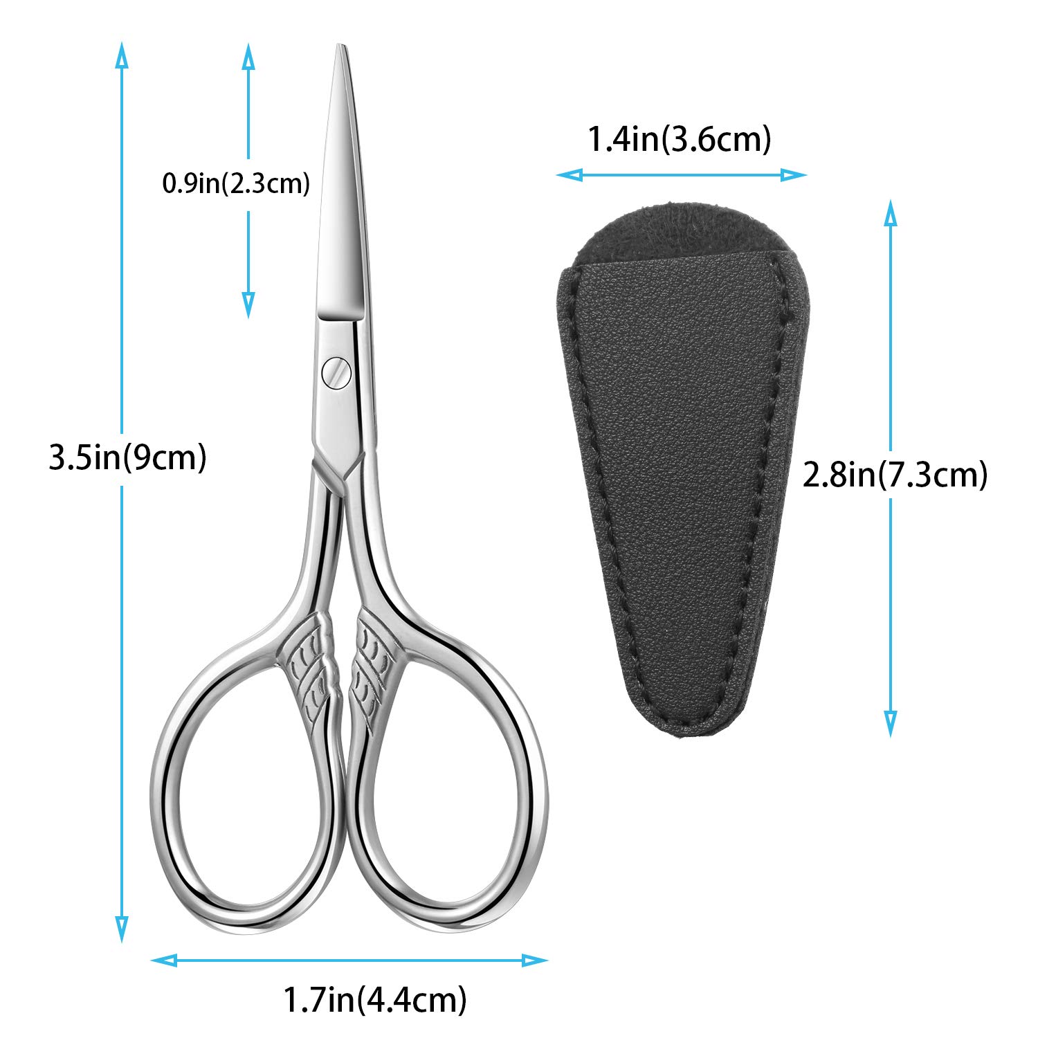 2 Pieces Brow Shaping Scissors Vintage Facial Hair Scissors Small Precision Scissors Eyebrow Trimmer Grooming Scissors with Sleeve for Trimming Eyebrows, Eyelashes, Beards, Broken Hair, Paper-cutting: Beauty