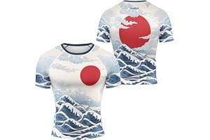 AUREIKA Samurai Men's BJJ Rash Guards Short Sleeve Jiu-Jitsu Baselayer Skin Performance Shirt MMA Jiu Jitsu Combat Sports