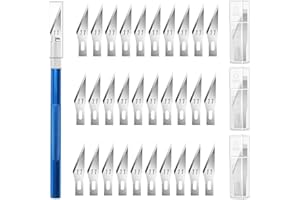 Baijuyi Exacto Knife, Upgrade Precision Craft Knife Hobby Knife Set with 30 pcs Hobby Knife Blades for Carving, DIY, Art, Cutting, Engraving, Scrapbooking, Stencil, Unlimited Creativity