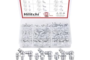 Hilitchi 123Pcs Metric Hydraulic Zerk Grease Fittings Assortment Kit (Metric)