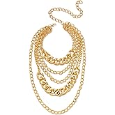 VIRAVENTO Layered Chunky Necklaces for women Punk Gold Statement Necklaces Cuban Hip Hop Chain Necklace