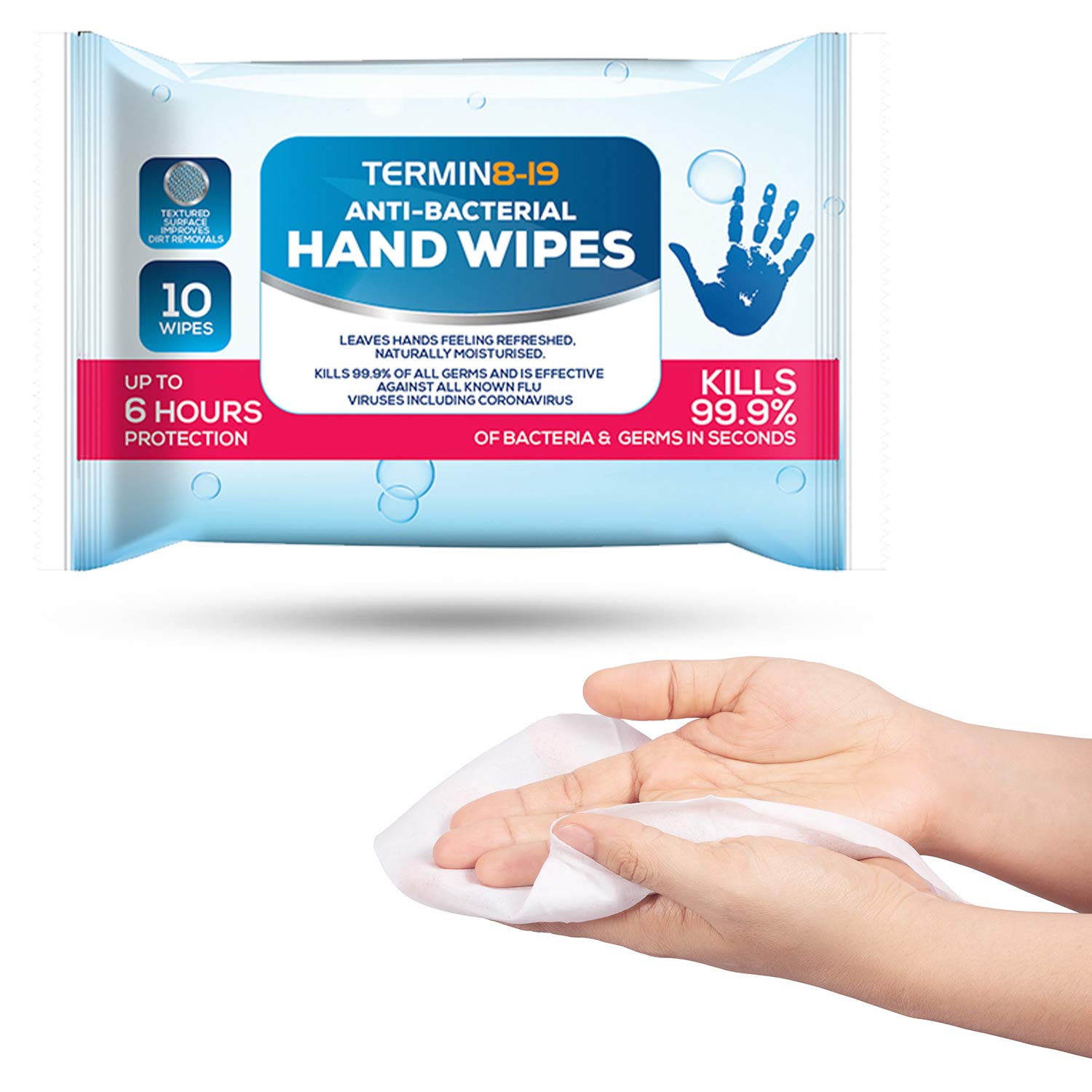 Termin819 Antibacterial Hand Wipes 75 Alcohol Wipes (5 Pack Bulk