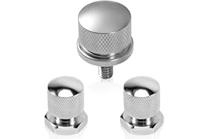 Eumti 3PCS Stainless Knurled Fender Rear Seat Bolt Screw with Solo seat mounting nut 1/4"-20 Thread Skull Pattern Black Eyes Chrome Fit Harley All Touring Softail Models 1999-Later