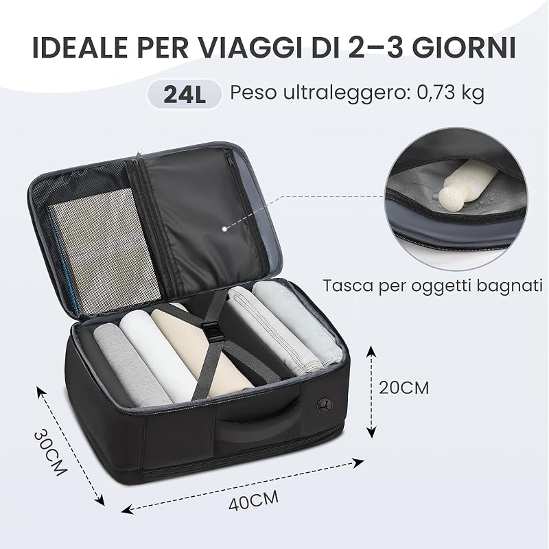 Zaino da Viaggio 40x30x20, 24L Zaino Bagaglio a Mano Aereo Cabina