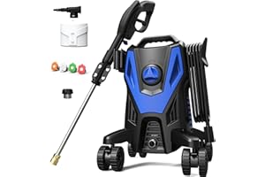 SEN-QII Electric Pressure Washer 4200 PSI 2.8 GPM, 4 Nozzle Tips, High Pressure Washer with 20 FT Hose, 35 FT Power Cord, Adds 4-Wheel Anti-Tip Technology, Swivels 360°, for Gardens, Decks, Paths