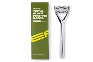 Leaf Shave | Leaf Razor, All-Metal Safety Shaver with Pivoting Head & Adjustable Blade Loading, Includes 10 Stainless Steel Single-Edge Blades, Compatible with Standard Safety Razor Blades - Chrome
