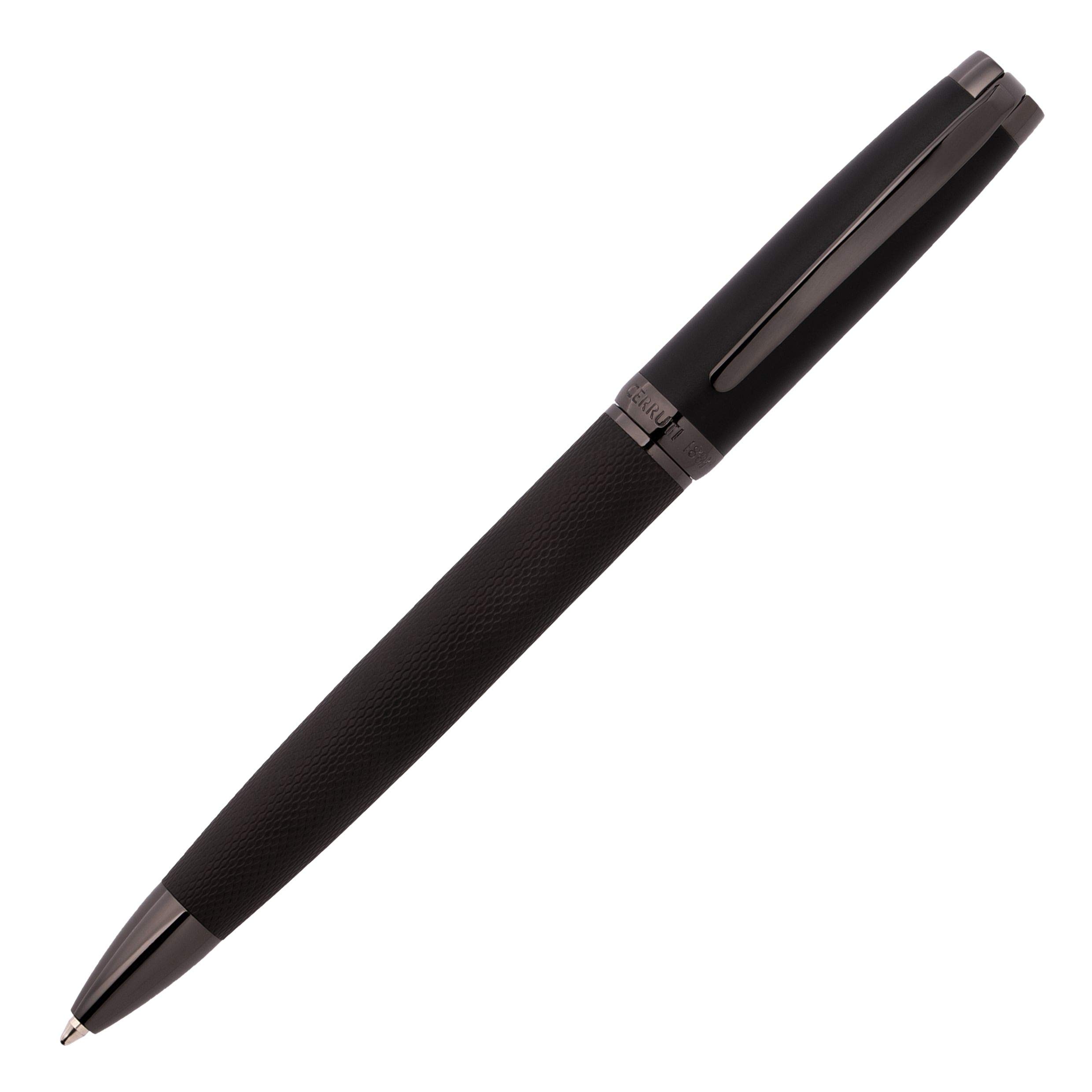 Cerruti 1881 Myth Black Ballpoint Pen, Writing Pen with Black Body, Blue Lead, Elegant Gift Box (Gun)