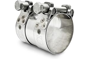 CHUN YUNG DA TT Extra Wide Heavy Duty Hose Clamps,Stainless Steel 3 inch Exhaust Clamp, Sleeve Coupler Butt Joint Band Clamp for Exhaust Cutout 74-79 mm (2.91-3.11 inch,1 pack)