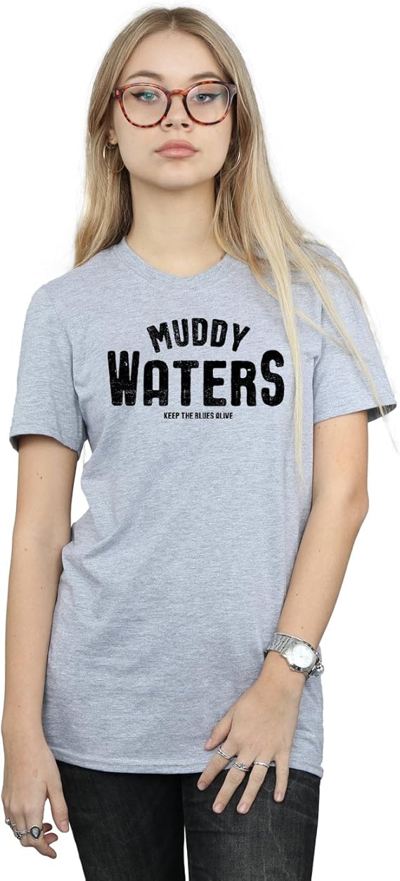 Muddy Waters Damen Legends Tribute Boyfriend Fit T-Shirt Sport Grau X