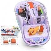 FMOUSE Transparent Wireless Mouse, 2 Cute 2026 Figurines, Tri-Mode, Purple | Rechargeable | USB-A &amp; USB-C Receivers for Mac, iPad, Laptop | 2.4G &amp; Dual Bluetooth | Silent Clicks | RGB | Portable