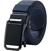 LionVII Ratchet Belts for Men - Fashion Belt Man Nylon Fabric 1 3/8" for Casual Jeans - Adjustable Trim to Fit 27-49" Waist