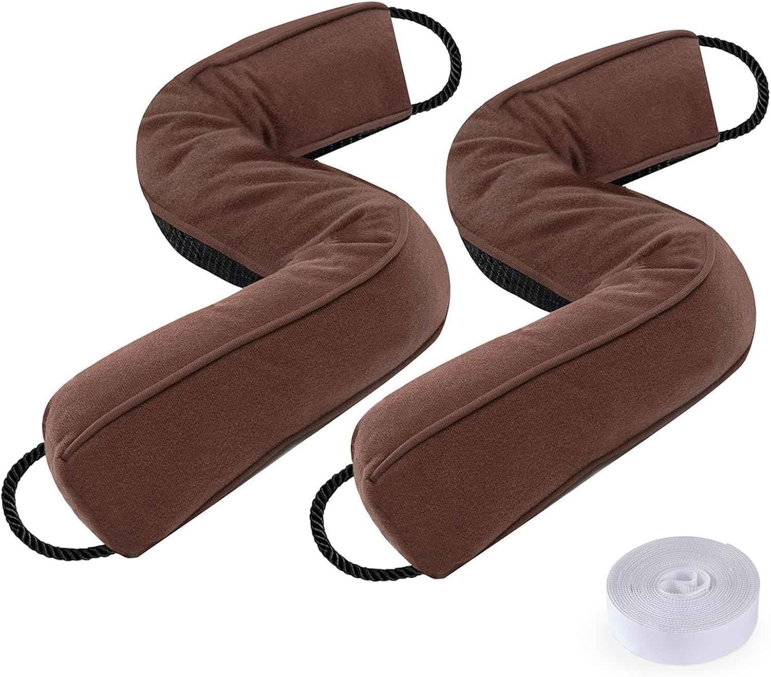 Draft Stoppers - Sunolga 2 Packs 34 Inches 2.1LBs Weighted Door Draft Stopper Filled with Glass Beads & Cotton, Removable Machine Washable Sound Proof Under Door Draft Blocker with Anti-Abrasion Bottom for Door, Brown