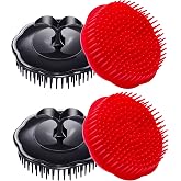 Hair Scalp Brush Dandruff Cleaning Brush Shower Scalp Shampoo Brush Scalp Massager Pack of 4 (Black and red)