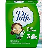 Puffs Plus Lotion Facial Tissues, 124 Tissues Per Box, 3 Boxes- Packaging May Vary
