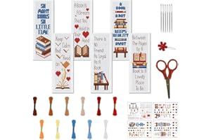 FREEBLOSS 6 Set Cross Stitch Bookmark Kit Books Pattern Stamped Cross Stitch Kits for Beginners DIY Embroidery Bookmarks DIY Bookmark Kit Embroidery Kit for Adults Gift 6 * 20CM