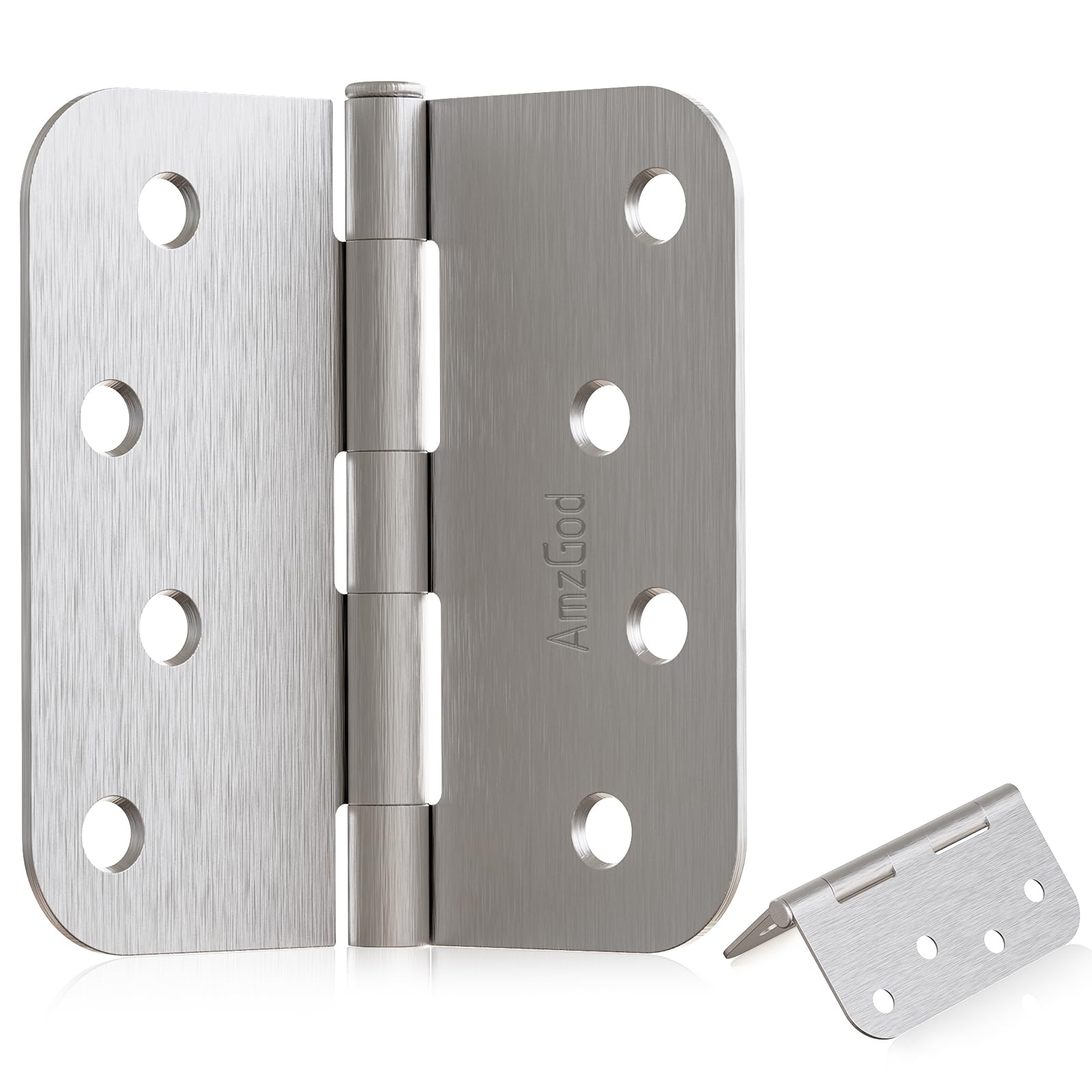 Photo 1 of AmzGod 4" X 4" Nickel Door Hinges - 18 Pack Brushed Nickel Door Hinge 4 Inch Rounded Interior Hinges with 5/8" Radius -Heavy Duty Exterior Door Hinge 4 in x 4 in Front Door Hinges Residential